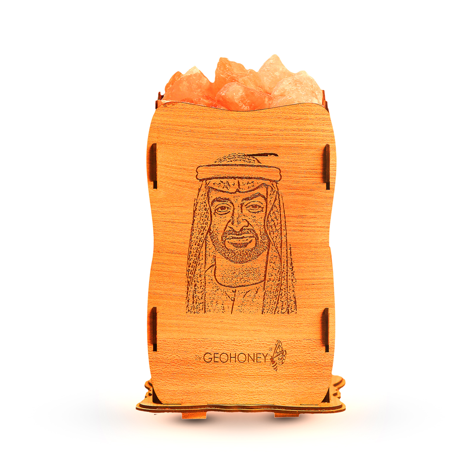 Himalayan Salt Lamp with Wooden Basket - Sheikh Muhammad bin Zaid Photo