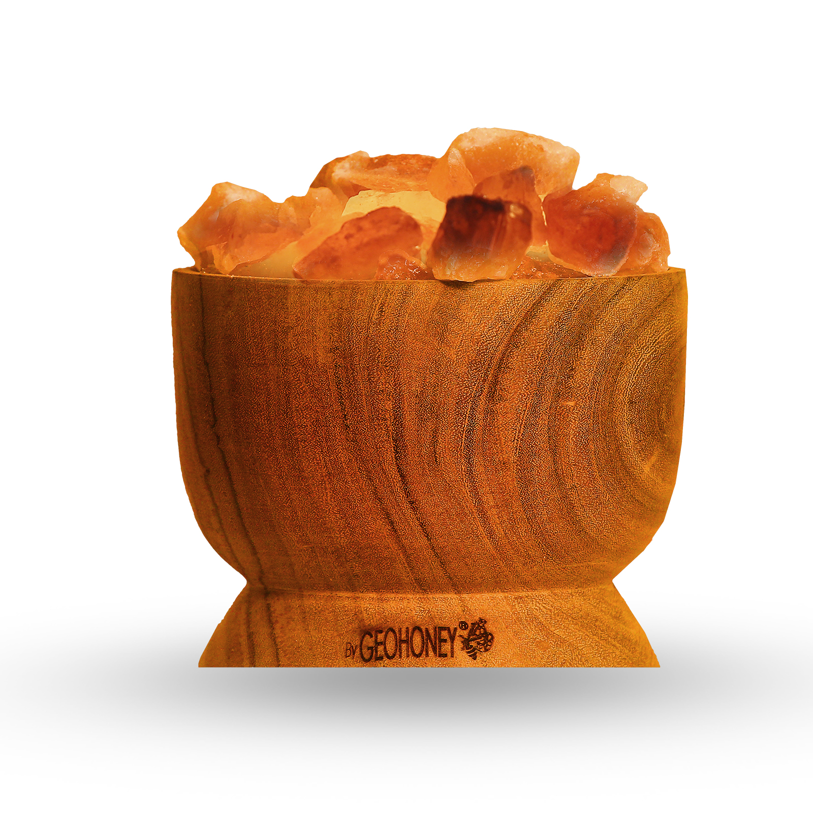 HImalayan Salt Lamp with Wooden Bowl